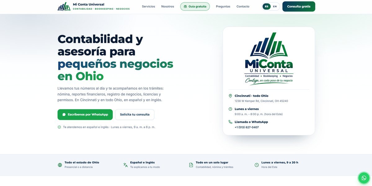 Captura del sitio web de Mi Conta Universal — Contabilidad y bookkeeping