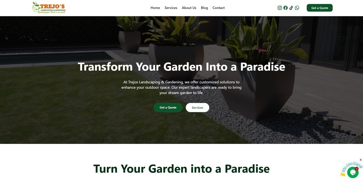 Captura del sitio web de Trejo Landscaping